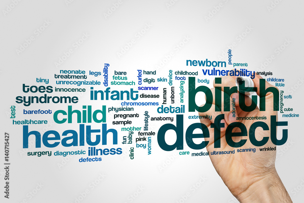 Birth defect word cloud concept on grey background Birth defect word cloud concept on grey background