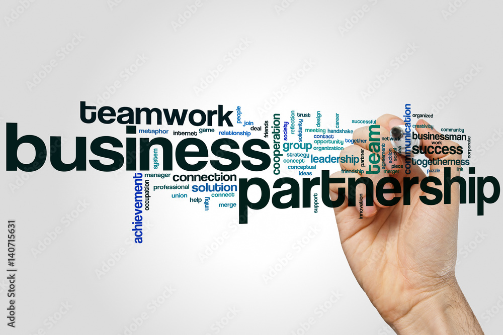 Business partnership word cloud concept on grey background Business partnership word cloud concept on grey background