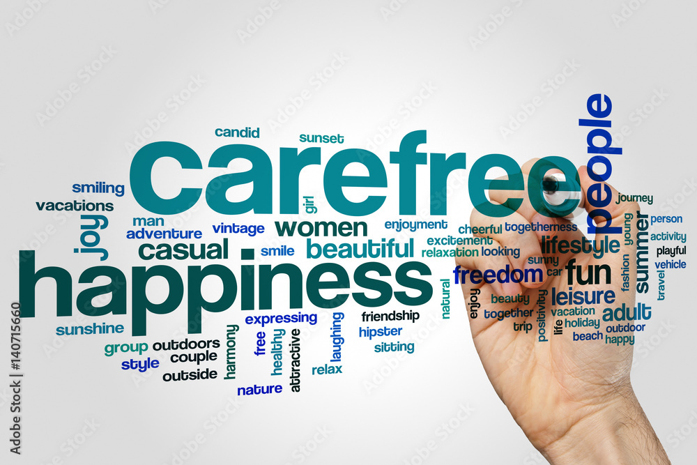 Carefree word cloud concept on grey background Carefree word cloud concept on grey background