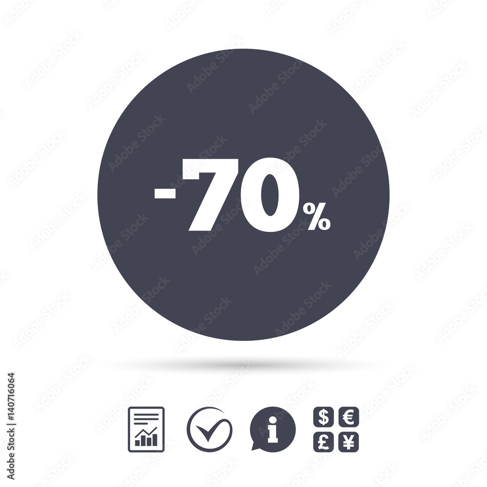 70 percent discount sign icon. Sale symbol. 70 percent discount sign icon. Sale symbol.