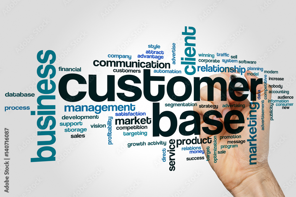 Customer base word cloud concept on grey background Customer base word cloud concept on grey background