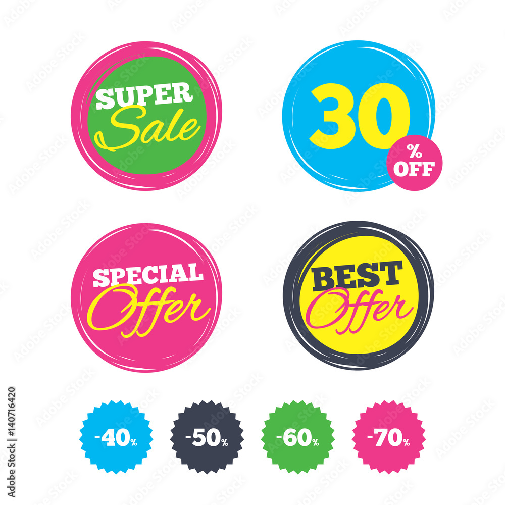 Sale discount icons. Special offer price signs. Sale discount icons. Special offer price signs.