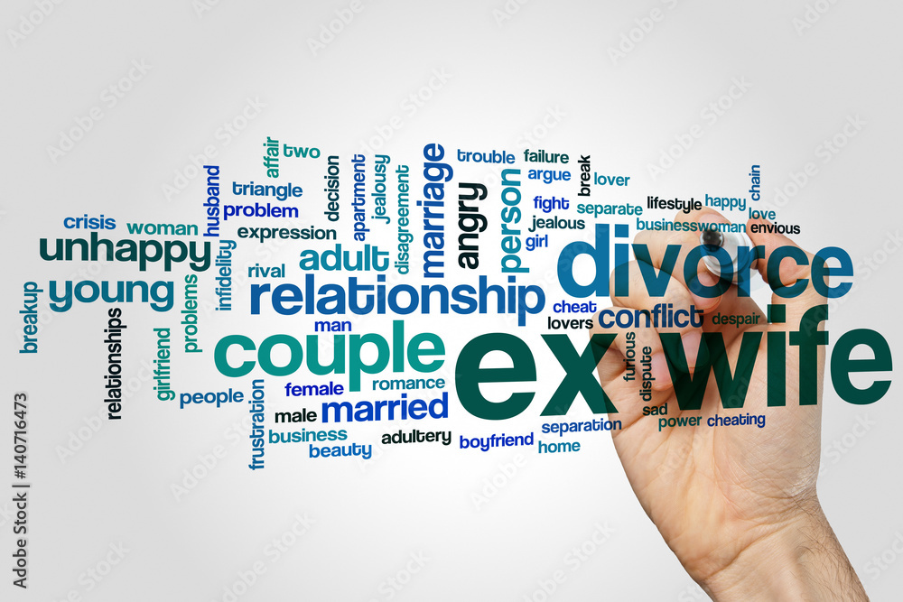 Ex wife word cloud concept on grey background Ex wife word cloud concept on grey background