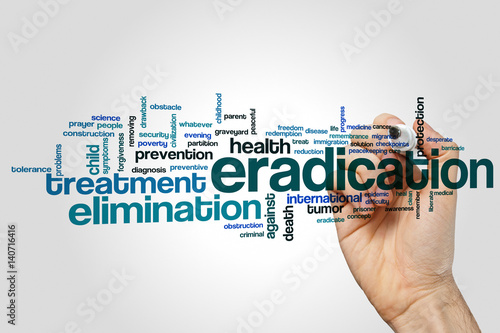 Canvas Print Eradication word cloud concept on grey background