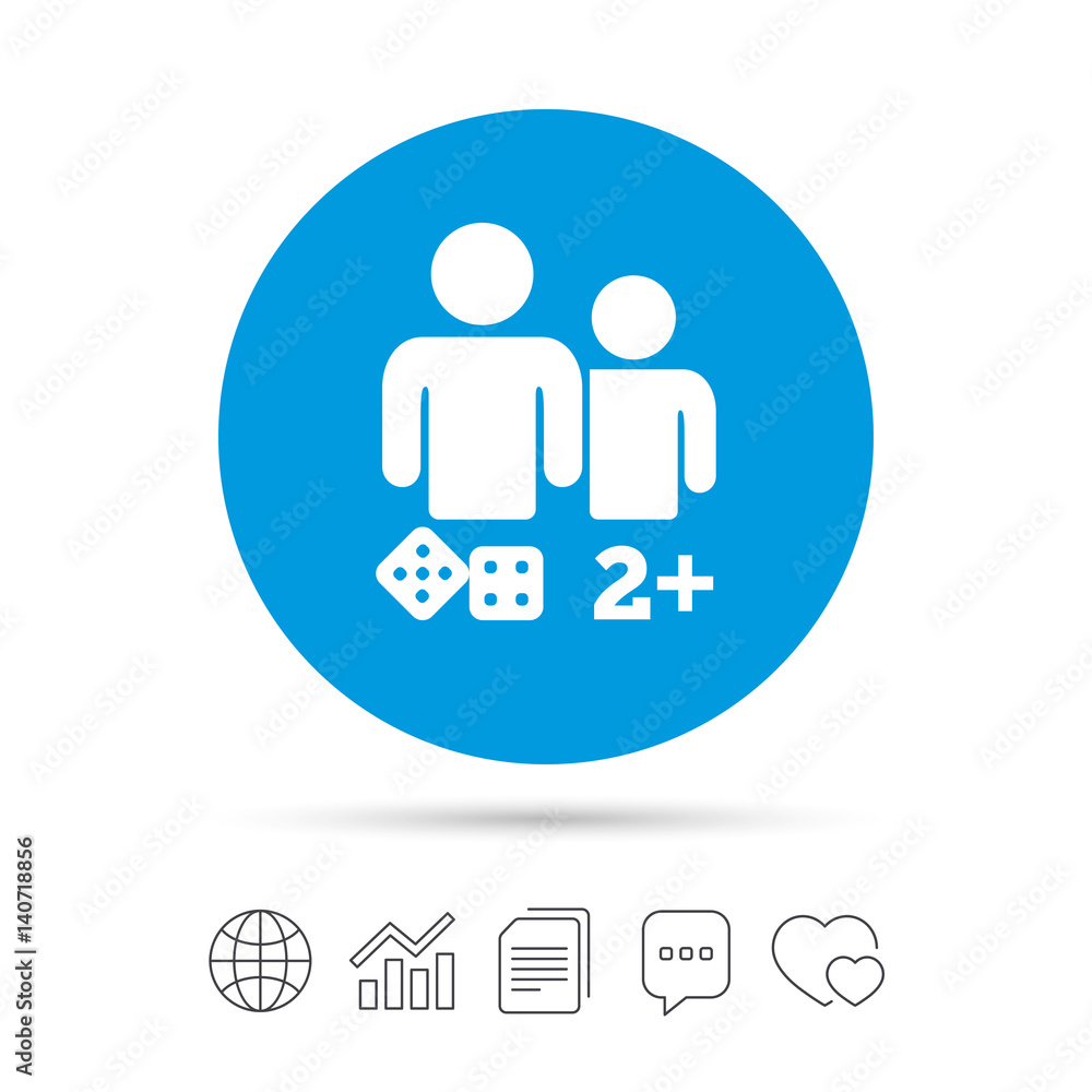 Board games sign icon. Two plus players symbol. Board games sign icon. Two plus players symbol.