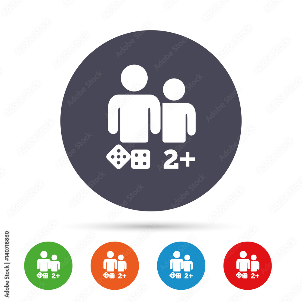 Board games sign icon. Two plus players symbol. Board games sign icon. Two plus players symbol.