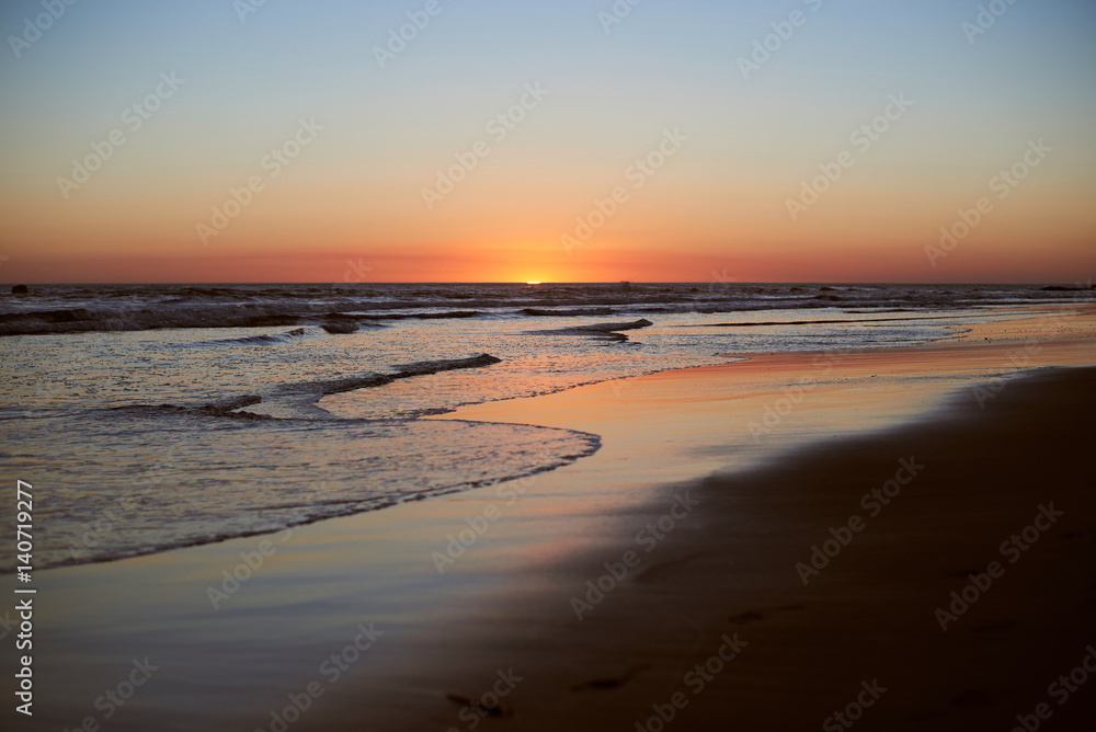 Panorama landscape on beach sunset