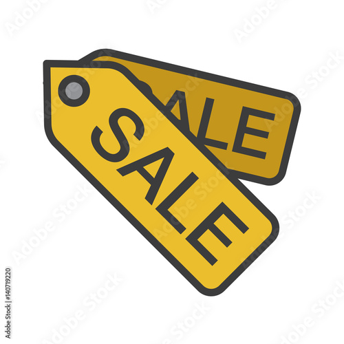 Sale tags color icon. Isolated vector illustration on white background.