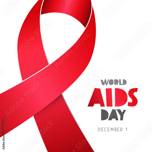 World AIDS Day. December 1. Red ribbon