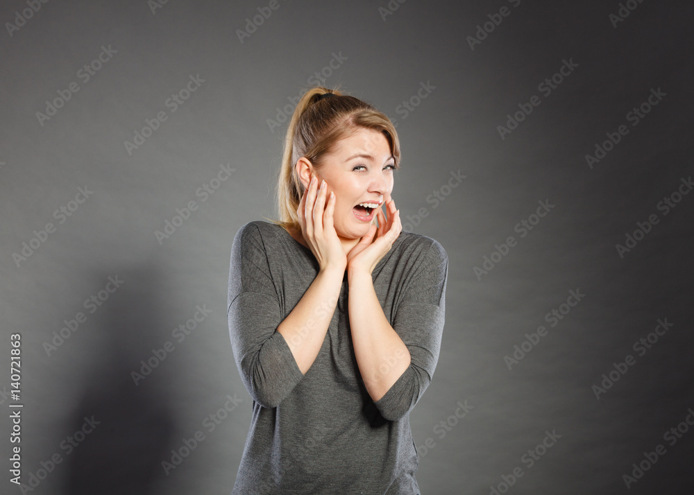 Scared frightened young female. Scared frightened young female.