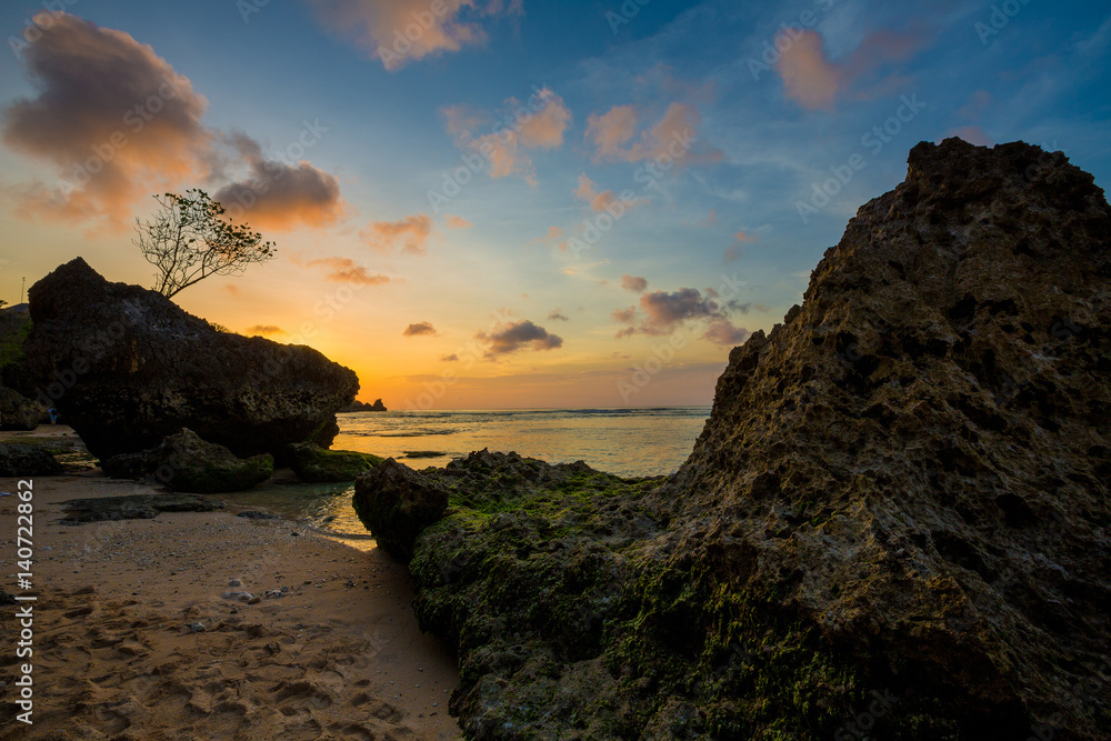 Sunset beach in Bali, Indonesia