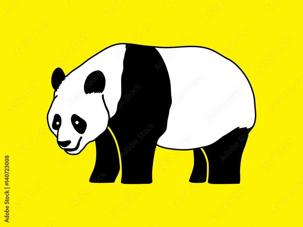 Naklejka premium Panda standing side view graphic vector.