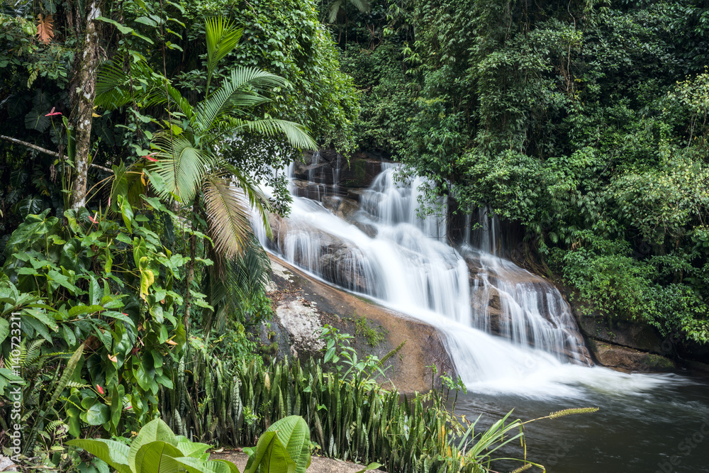 Fototapeta premium Beautiful White Stone's Waterfall in Paraty, Rio de Janeiro state, Brazil