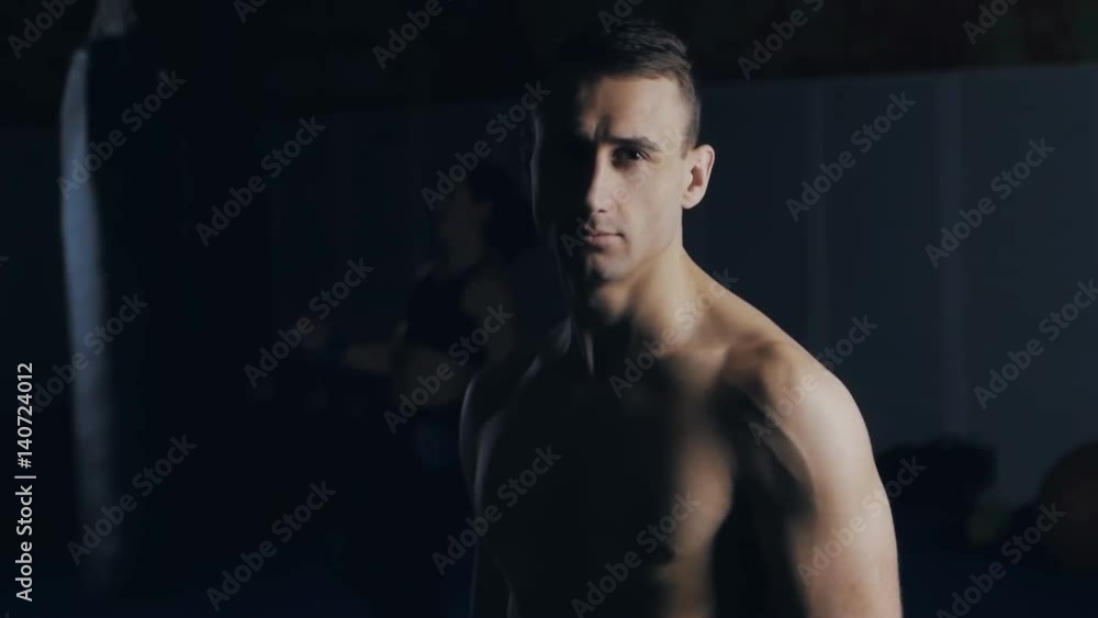 Close up Portrait of Man Boxer at Boxing Club Close up Portrait of Man Boxer at Boxing Club