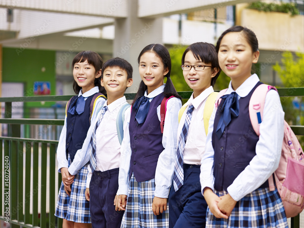 portrait of a group of asian elementary school children portrait of a group of asian elementary school children