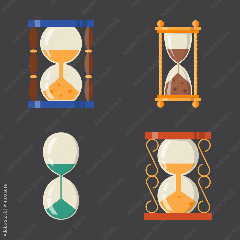 Sandglass icon time flat design history second old object and sand ...