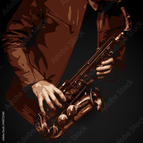 detailed vector of jazz saxophone player