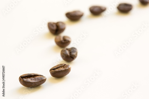 Curve of coffee bean on white background