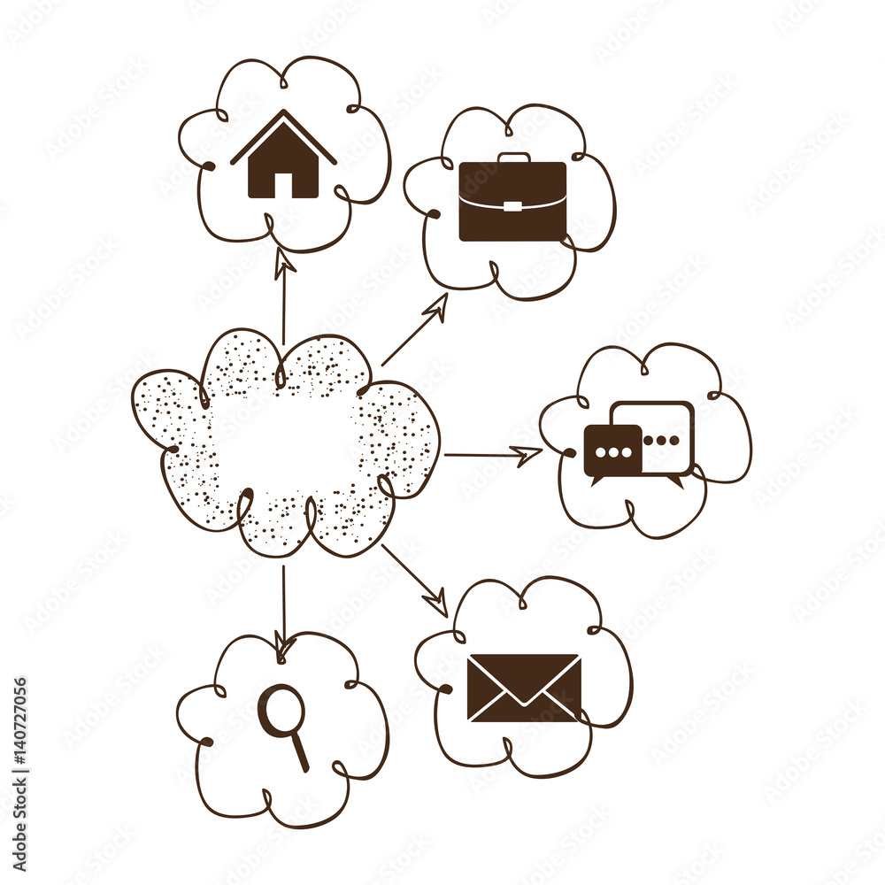 cloud icons network service connection, vector illustration Stock ...