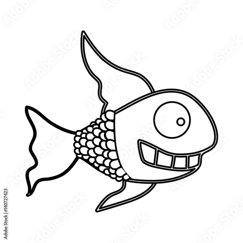 figure fun fish carucature icon, vector illustration design