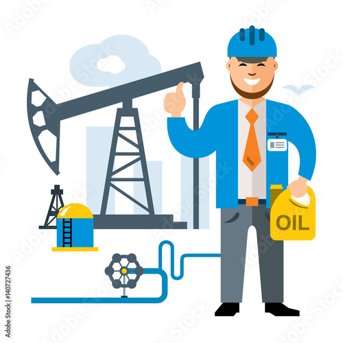 Vector Gas and Oil Industry. Flat style colorful Cartoon illustration.