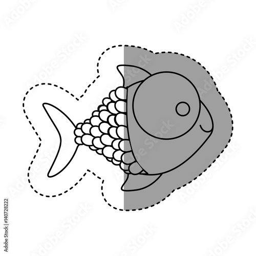 silhouette happy fish cartoon icon, vector illustration design