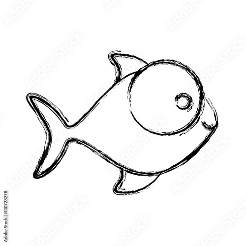 contour fish with big eyes icon, vector illustration design