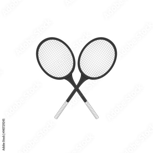 Crossed tennis rackets in retro design 