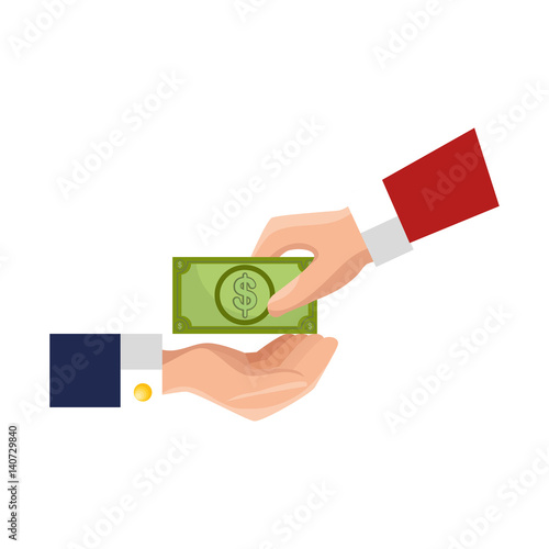 hands human with money vector illustration design