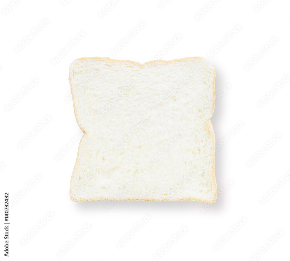 Closeup surface slice bread for breakfast with shadow isolated on white background