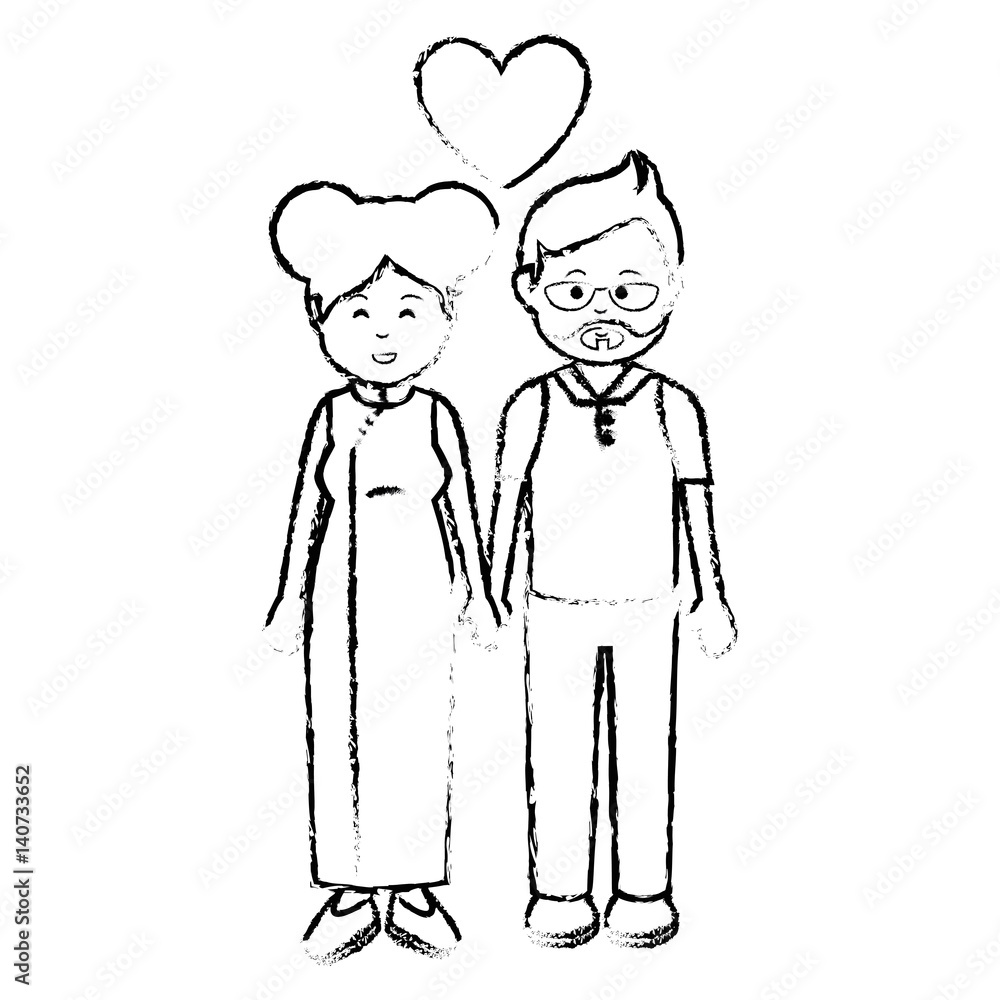 cute lovers couple ethnicity vector illustration design cute lovers couple ethnicity vector illustration design