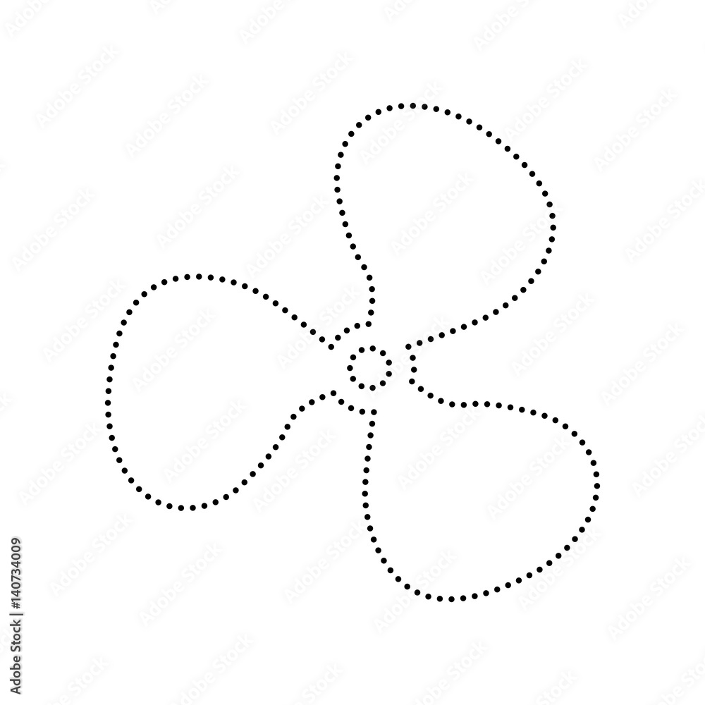 Fan sign. Vector. Black dotted icon on white background. Isolated. Fan sign. Vector. Black dotted icon on white background. Isolated.