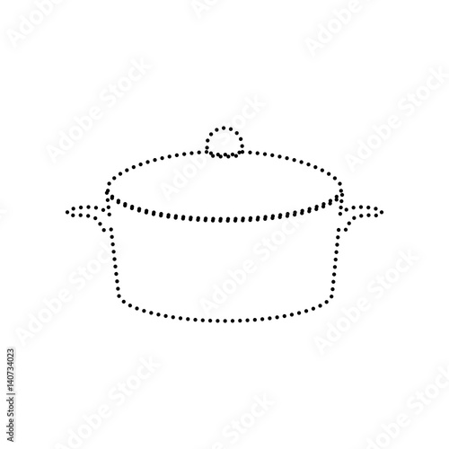 Pan sign. Vector. Black dotted icon on white background. Isolated.