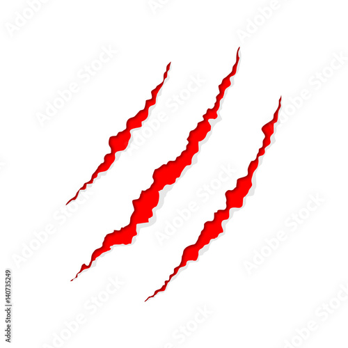 Claw scratch on white background, a vector illustration.