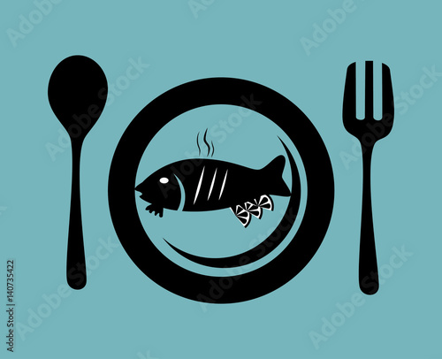 Food design over blue background, vector illustration