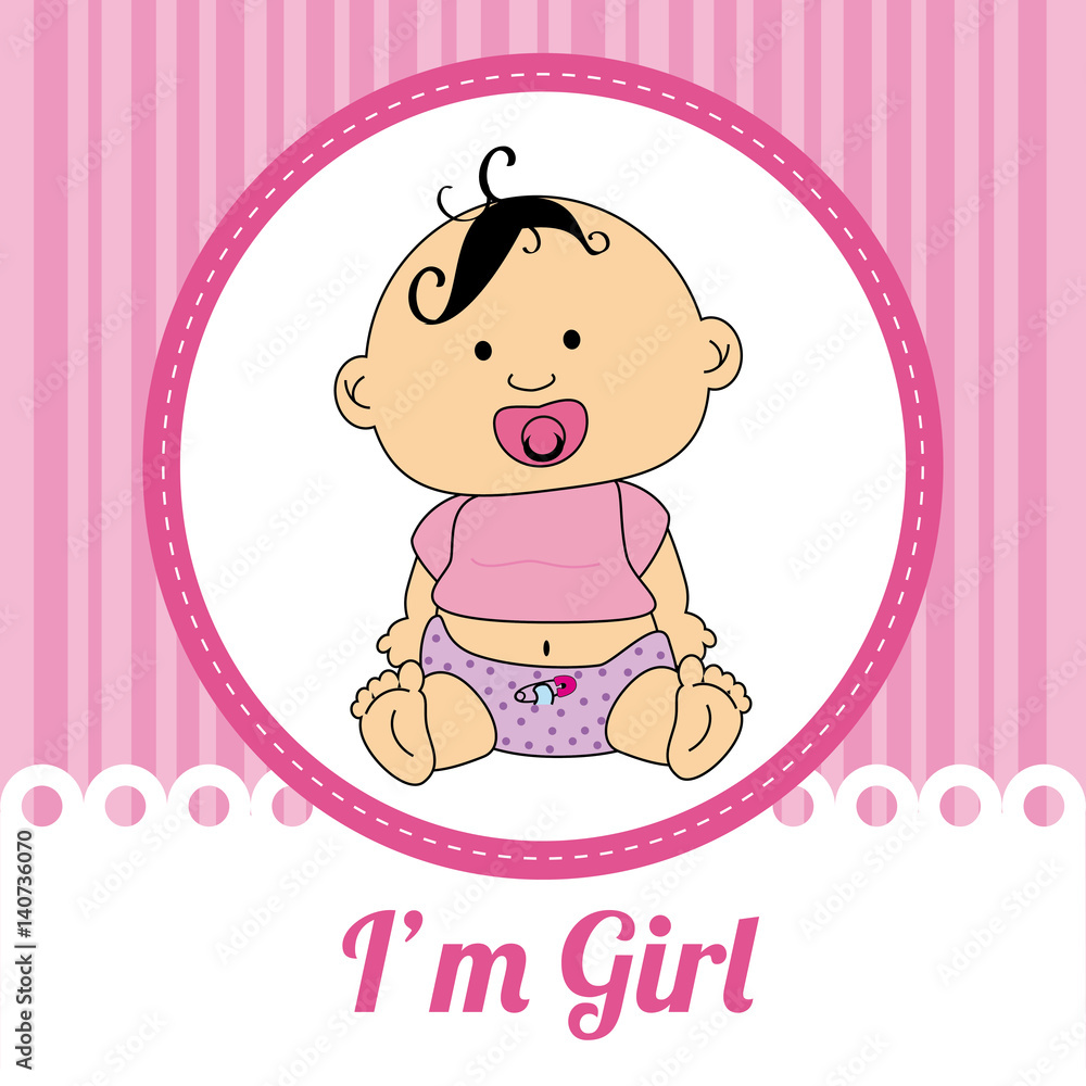 Baby shower design over pink background, vector illustration Baby shower design over pink background, vector illustration
