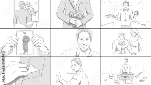 Foto Different situations with a young man storyboard