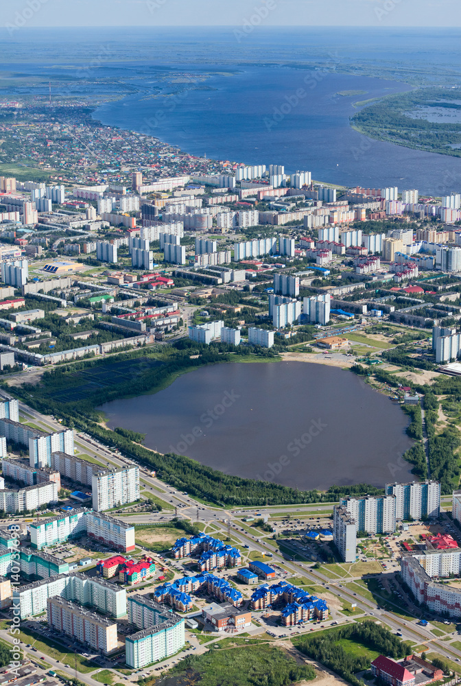 Nizhnevartovsk town, top view StockFoto Adobe Stock