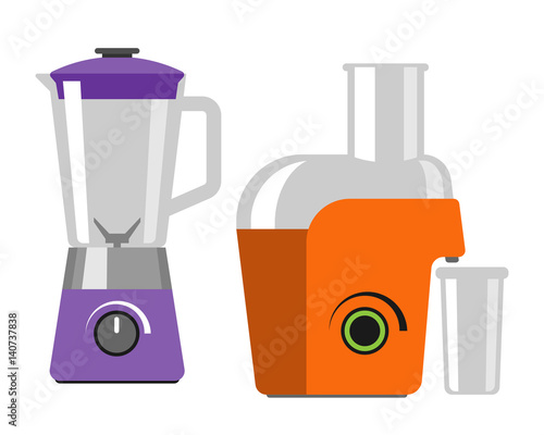 Electrical mixer dishware isolated vector illustration kitchenware appliance and juicer maker symbol electric tool domestic cooking household technology.