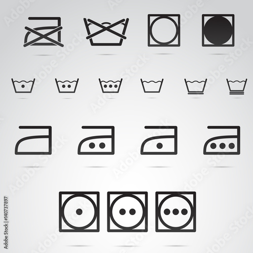 Washing, laundry icon set. Vector art.