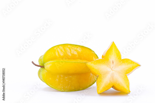 yellow star fruit carambola or star apple ( starfruit ) on white background healthy star fruit food isolated 
