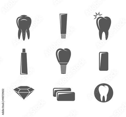 Dental hygiene. Icon set