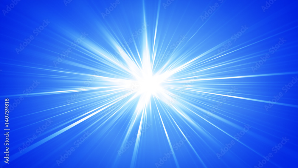 Blue rays shining abstract background