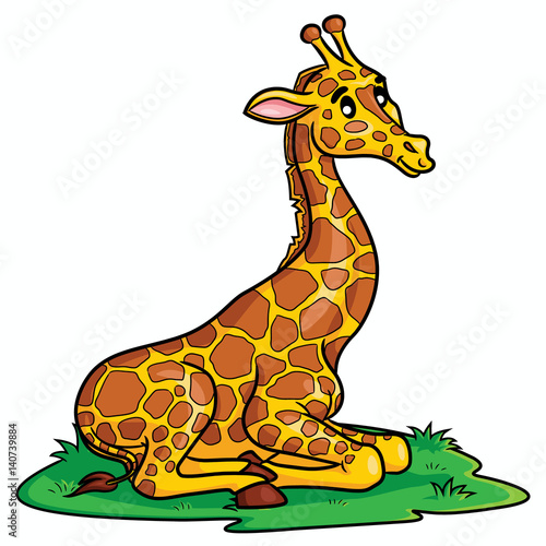 Giraffe Cute Cartoon  Illustration of cute cartoon giraffe.