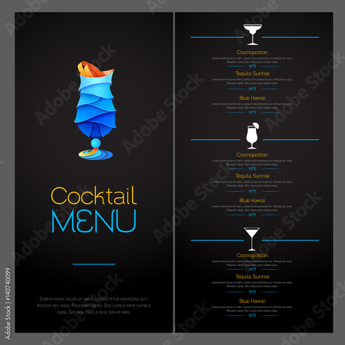 3D cocktail  design. Cocktail Menu design