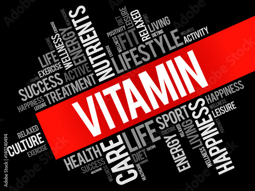 VITAMIN word cloud background, health concept