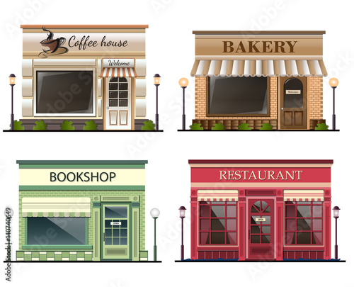 Shops and stores icons set