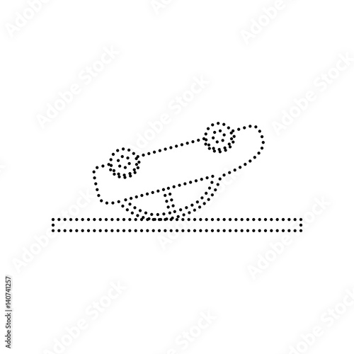 Crashed Car sign. Vector. Black dotted icon on white background. Isolated.