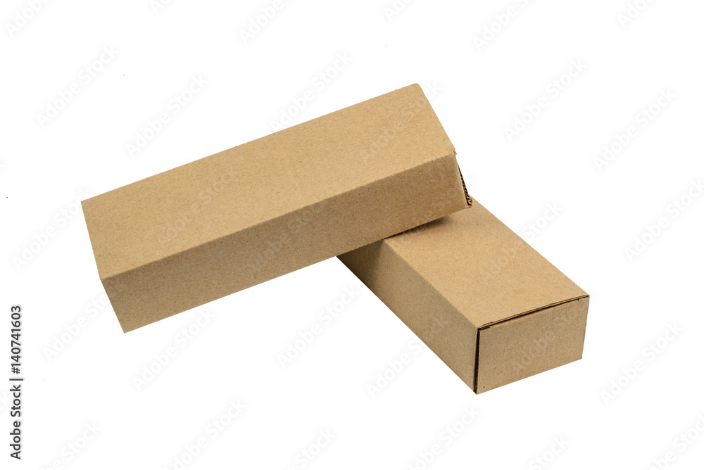 Two package brown cardboard box for long items. Mockup, isolated Two package brown cardboard box for long items. Mockup, isolated