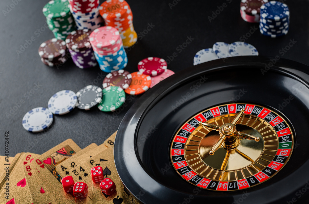 Roulette wheel gambling in a casino table. Roulette wheel gambling in a casino table.